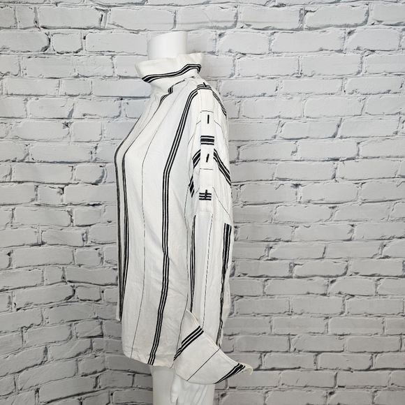 Tibi Striped Mock Neck Top - Picture 2 of 10